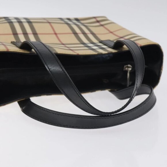 BURBERRY Nova Check Hand Bag PVC Beige Silver Auth - Picture 11 of 16
